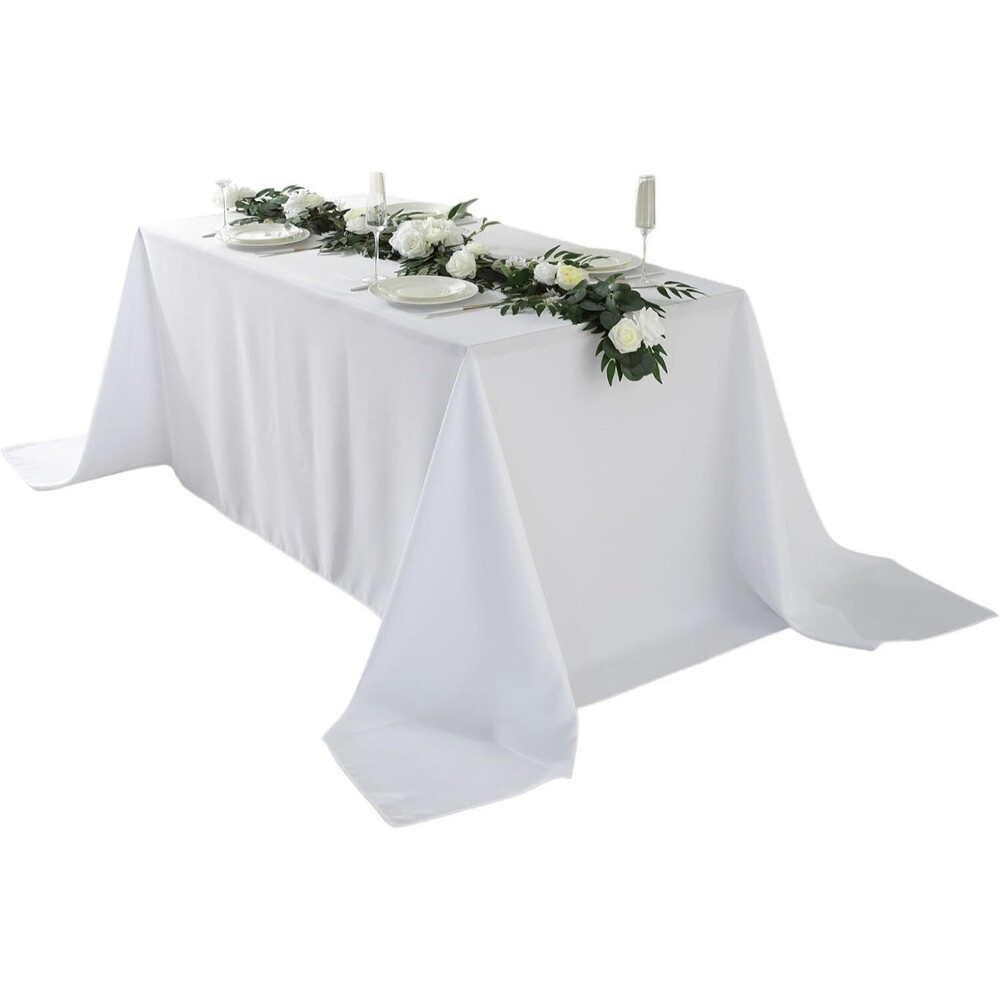 Craft & Party, Polyester Tablecloth - Rectangle White Tablecloth, 90 x 132 Inch